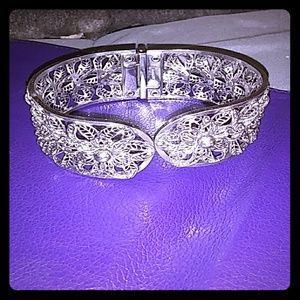 Vintage Vargas Floral hinged clamp bracelet